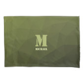 Army Green Oliven geometric mesh muster Monogram Kissenbezug (Vorderseite)