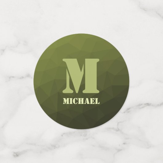 Army Green Oliven geometric mesh muster Monogram Konfetti (Klein Vorderseite)