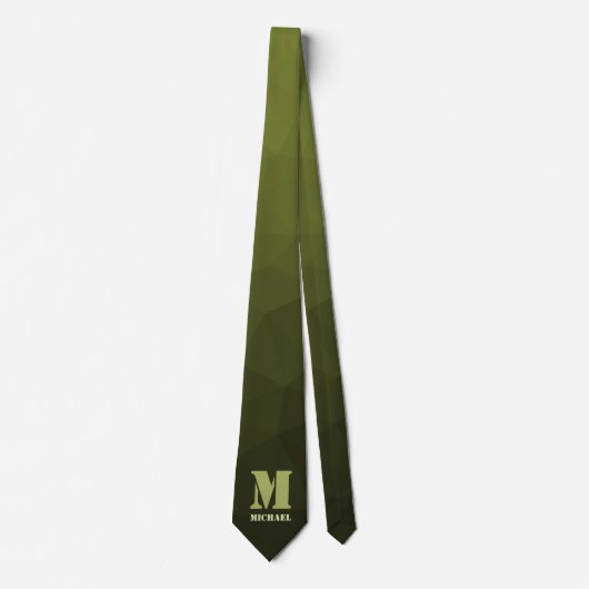 Army Green Oliven geometric mesh muster Monogram Krawatte (Vorderseite)