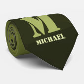 Army Green Oliven geometric mesh muster Monogram Krawatte (Gerollt)