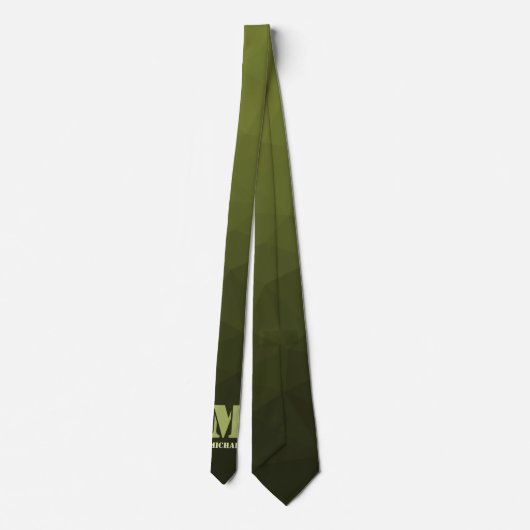 Army Green Oliven geometric mesh muster Monogram Krawatte (Rückseite)