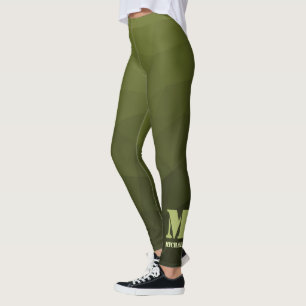 Army Green Oliven geometric mesh muster Monogram Leggings