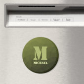 Army Green Oliven geometric mesh muster Monogram Magnet (In Situ (Geschirrspüler))