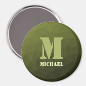 Army Green Oliven geometric mesh muster Monogram Magnet (Vorderseite/Rückseite)