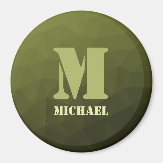 Army Green Oliven geometric mesh muster Monogram Magnet (Vorne)