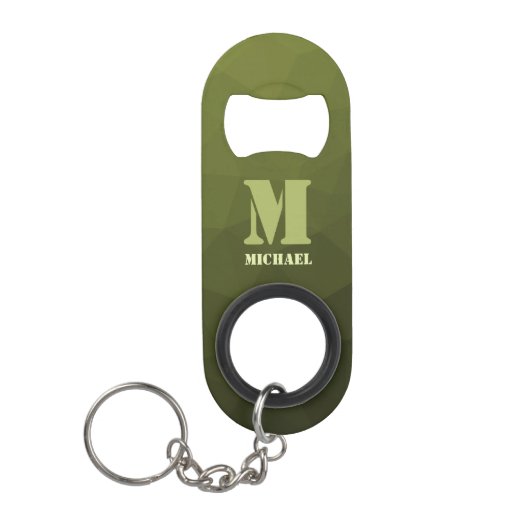 Army Green Oliven geometric mesh muster Monogram Mini Flaschenöffner (Vorderseite)