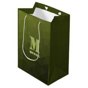 Army Green Oliven geometric mesh muster Monogram Mittlere Geschenktüte