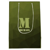 Army Green Oliven geometric mesh muster Monogram Mittlere Geschenktüte (Rückseite)