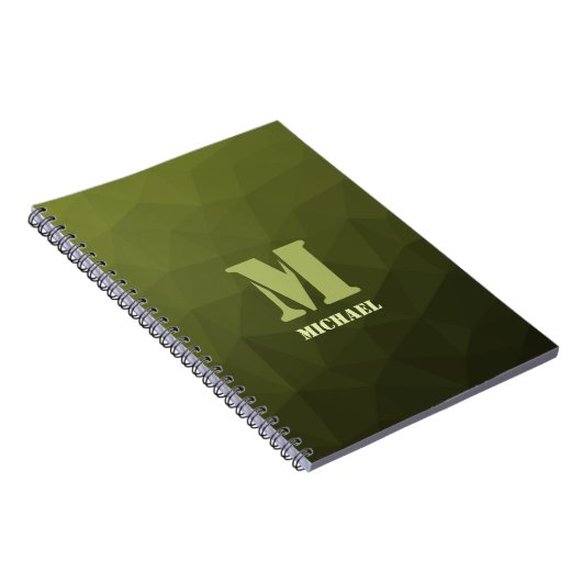 Army Green Oliven geometric mesh muster Monogram Notizblock (Rechte Seite)