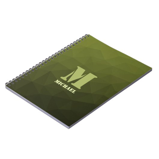 Army Green Oliven geometric mesh muster Monogram Notizblock (Linke Seite)