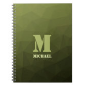 Army Green Oliven geometric mesh muster Monogram Notizblock (Vorderseite)
