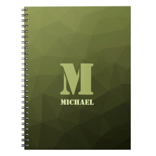 Army Green Oliven geometric mesh muster Monogram Notizblock (Vorderseite)