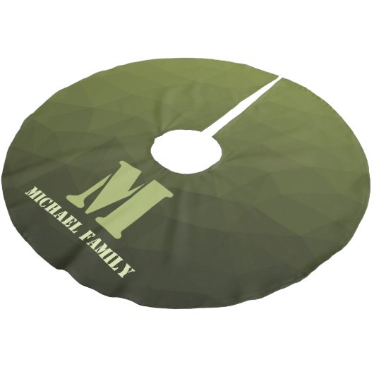 Army Green Oliven geometric mesh muster Monogram Polyester Weihnachtsbaumdecke (Schrägansicht)