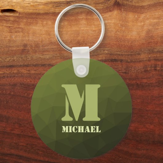 Army Green Oliven geometric mesh muster Monogram Schlüsselanhänger (Rückseite)