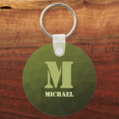 Army Green Oliven geometric mesh muster Monogram Schlüsselanhänger (Vorderseite)