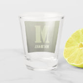 Army Green Oliven geometric mesh muster Monogram Schnapsglas (Rückseite)