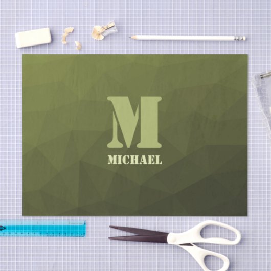 Army Green Oliven geometric mesh muster Monogram Seidenpapier (Handwerk)