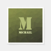 Army Green Oliven geometric mesh muster Monogram Serviette (Vorderseite)