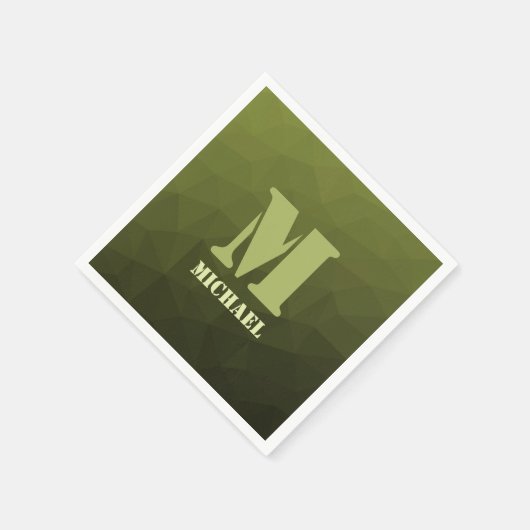 Army Green Oliven geometric mesh muster Monogram Serviette (Ecke)