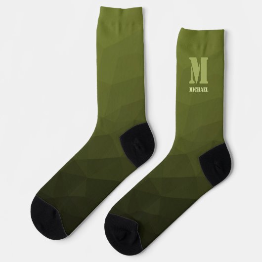 Army Green Oliven geometric mesh muster Monogram Socken (Linkes Detail)