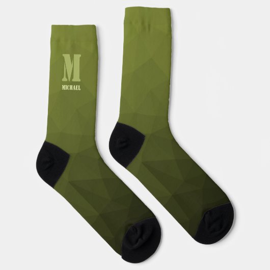 Army Green Oliven geometric mesh muster Monogram Socken (Rechts)