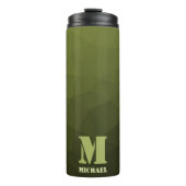 Army Green Oliven geometric mesh muster Monogram Thermosbecher (Vorderseite)