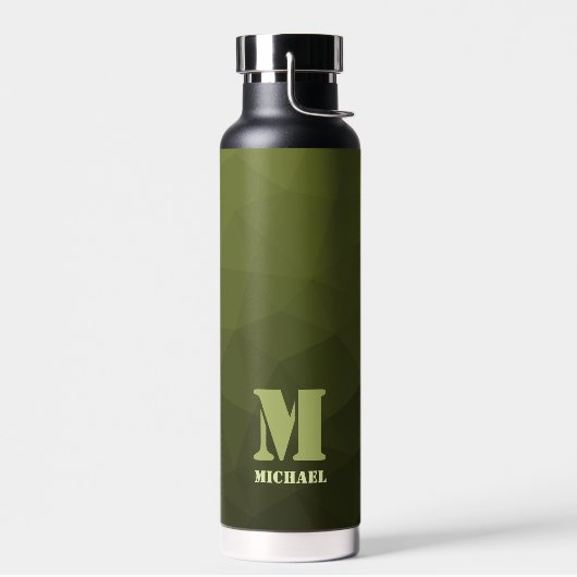 Army Green Oliven geometric mesh muster Monogram Trinkflasche (Links)