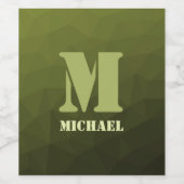 Army Green Oliven geometric mesh muster Monogram Weinetikett (Einzelnes Label)