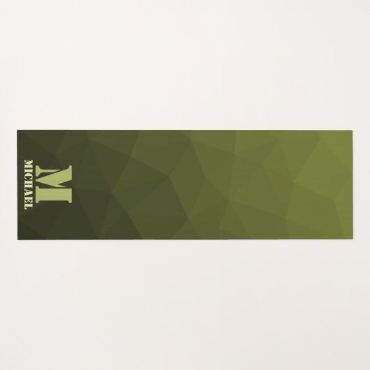 Army Green Oliven geometric mesh muster Monogram Yogamatte (Rückseite (Horizontal))