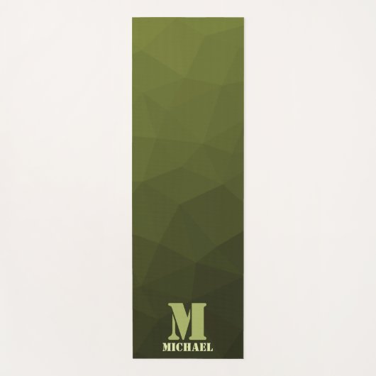 Army Green Oliven geometric mesh muster Monogram Yogamatte (Vorderseite)