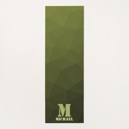 Army Green Oliven geometric mesh muster Monogram Yogamatte (Rückseite)