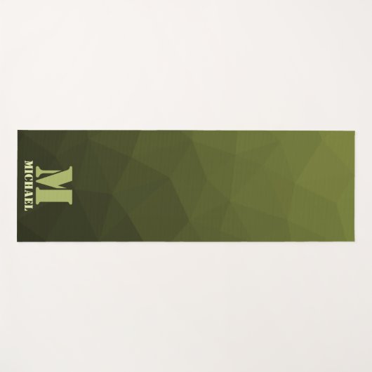 Army Green Oliven geometric mesh muster Monogram Yogamatte (Vorderseite (Horizontal))