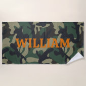 Army Green Orange Name Camouflage Strandtuch (Vorderseite)