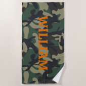 Army Green Orange Name Camouflage Strandtuch (Vorderseite)