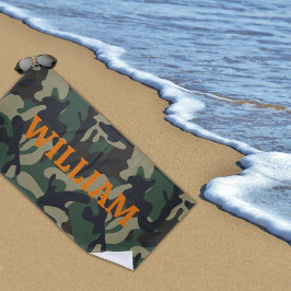 Army Green Orange Name Camouflage Strandtuch