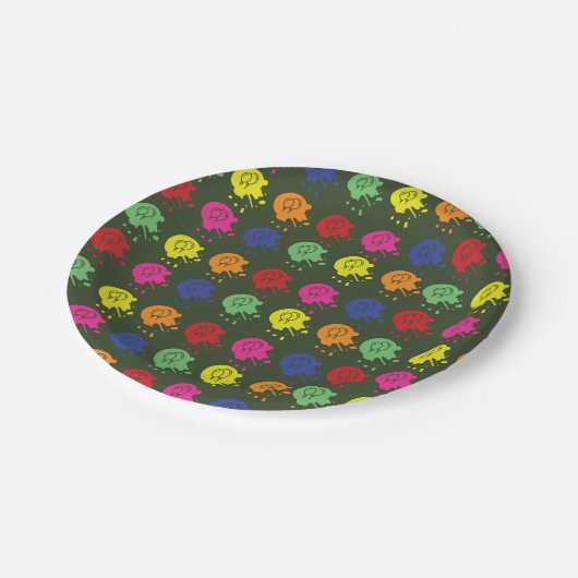 Army Green Paintball Party Balloon Muster Pappteller (Schrägansicht)