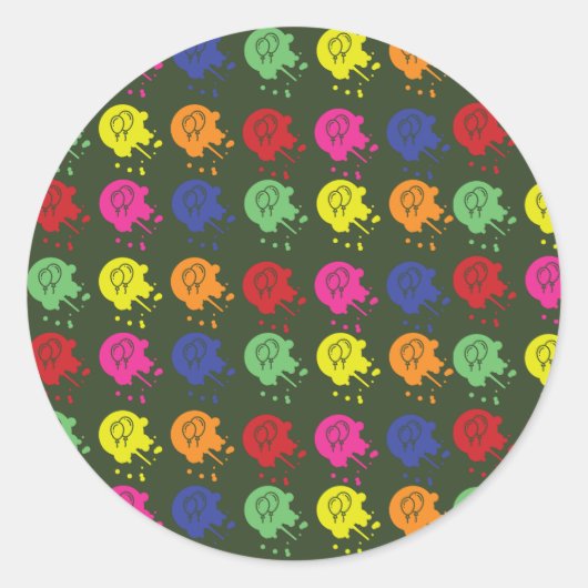 Army Green Paintball Party Balloon Muster Runder Aufkleber (Vorderseite)