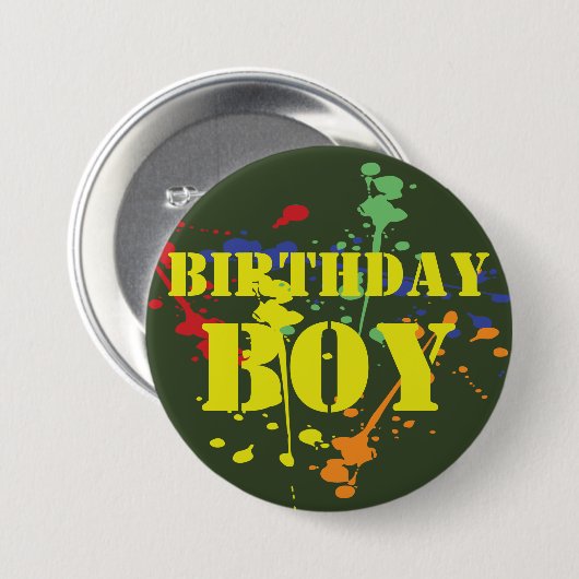 Army Green Paintball Party Birthday Boy Button (Vorne & Hinten)