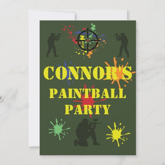 Army Green Paintball Party Einladung (Rückseite)