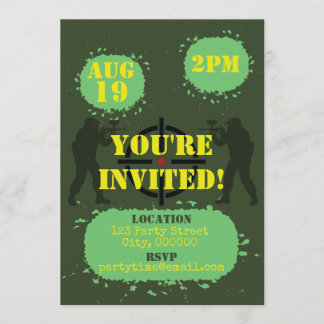 Army Green Paintball Party Einladung