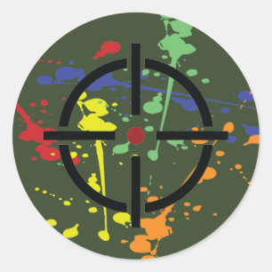 Army Green Paintball Party Spritzer Ziel Runder Aufkleber