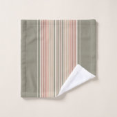 Army Green Pink Stripes Badhandtuch Set (Waschlappen)