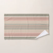 Army Green Pink Stripes Badhandtuch Set (Handtuch)