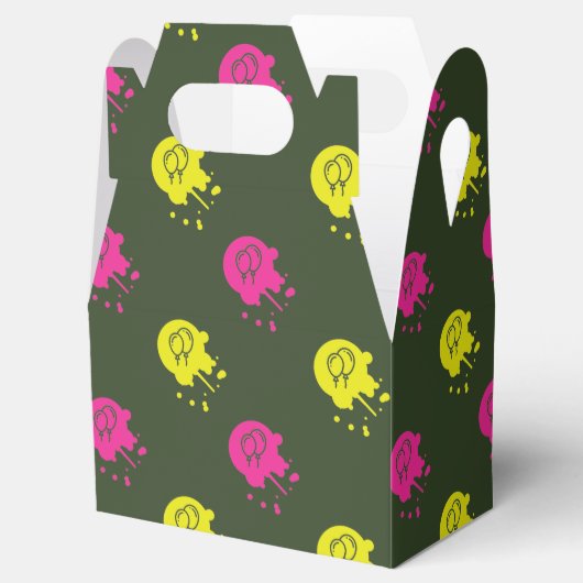 Army Green - Pink & Yellow Paintball Party Geschenkschachtel (Geöffnet)