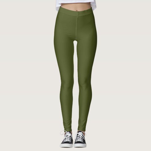 Army Green Solid Color Leggings (Vorderseite)