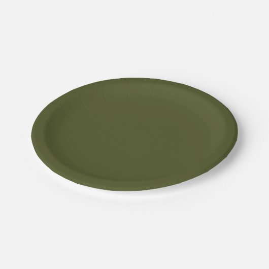 Army Green Solid Color Pappteller (Schrägansicht)