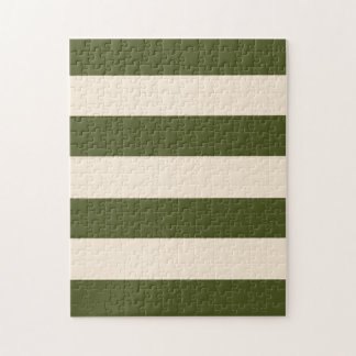 Army Green und Antique White Stripes Puzzle