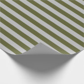 Army Green und Silver Stripes Geschenkpapier (Ecke)