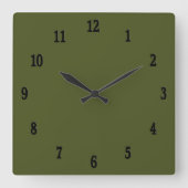 Army Green Wall Clock Quadratische Wanduhr (Vorderseite)