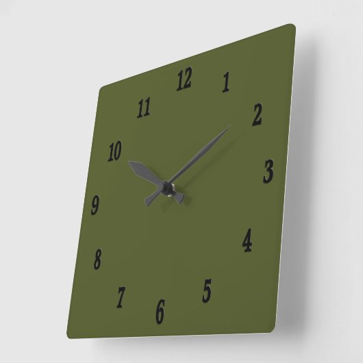 Army Green Wall Clock Quadratische Wanduhr (Winkel)